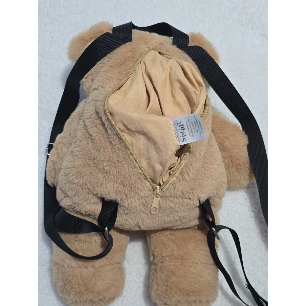 Spirit Mini Plush Bear Backpack Beige Zip Closure Adjustable Shoulder Straps